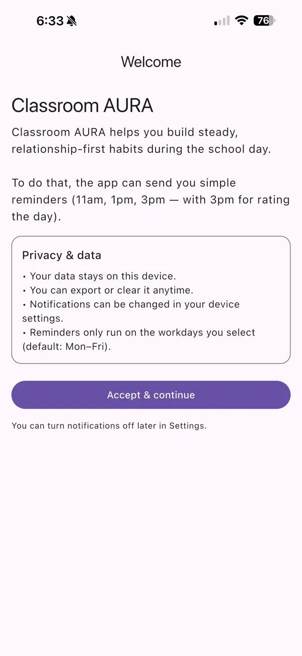 Screenshot #1 pour Secure Start Classroom AURA
