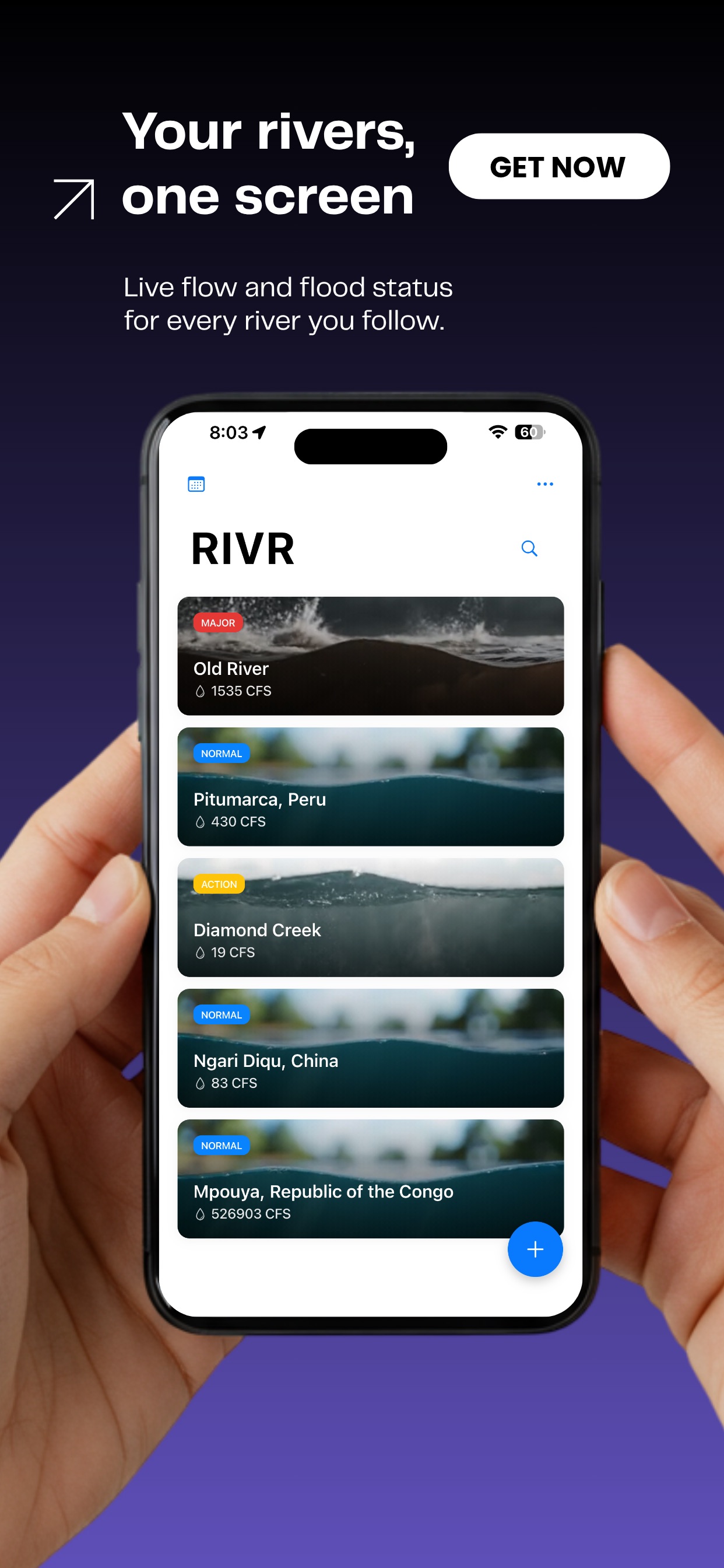 Screenshot 1 of RIVR: Flow & Flood Forecasts