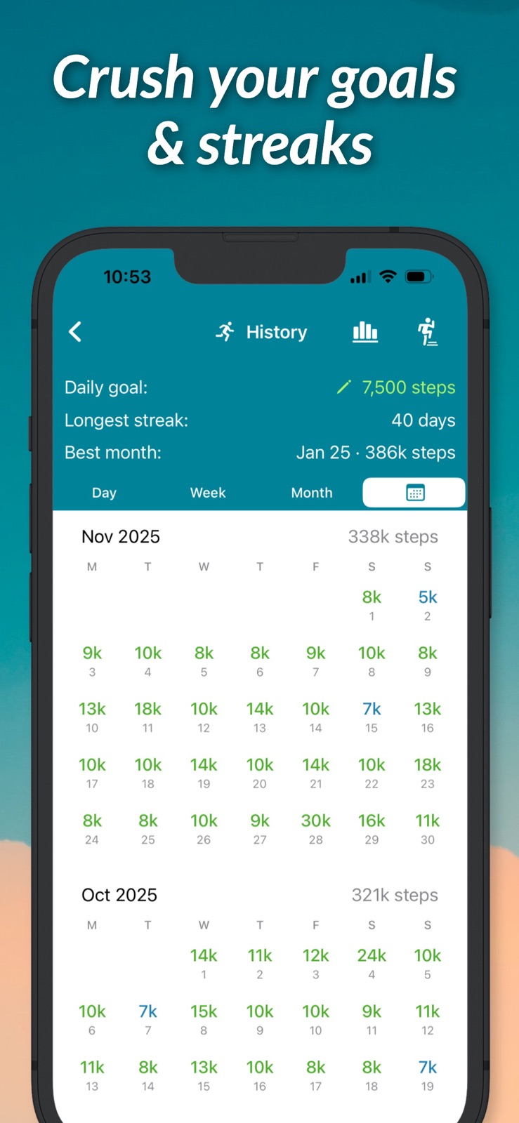 StepUp Pedometer Step Counter iphone screenshot 2