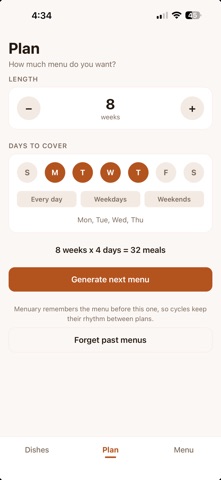 Menuary Meal Planner app screenshot 2