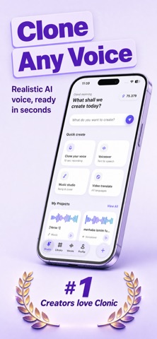 Clonic: Voice Clone & AI Cover iPhone screenshot