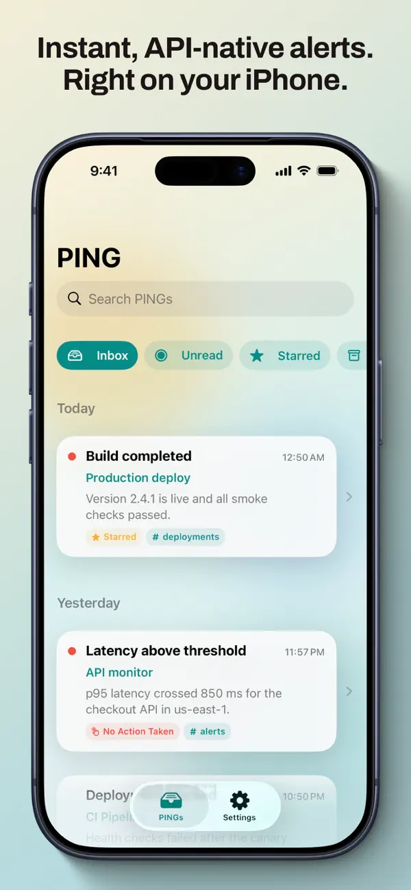 Screenshot #1 pour PING: Send notifications