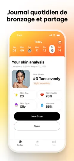 Capture d'écran de SunRay Tanning Routine App sur iPhone 5
