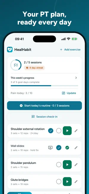 HealHabit: PT Exercise Log screenshot 1