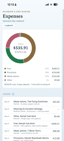 Rainbow's End Logbook screenshot