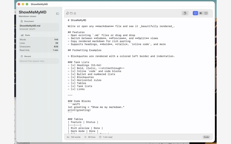 ShowMeMyMD - Markdown Editor screenshot