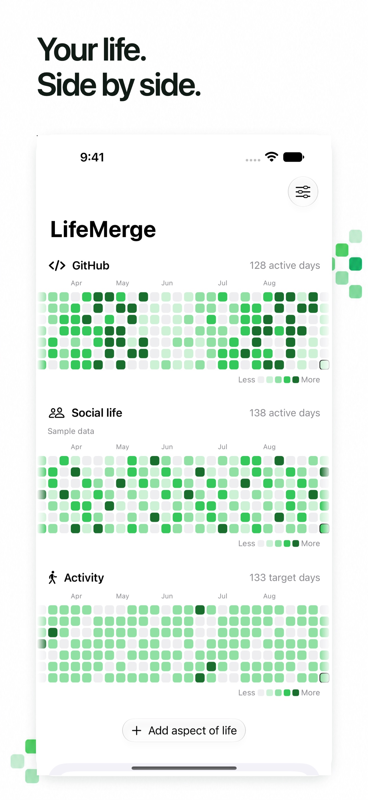 Screenshot 1 of LifeMerge: Activity Heatmap