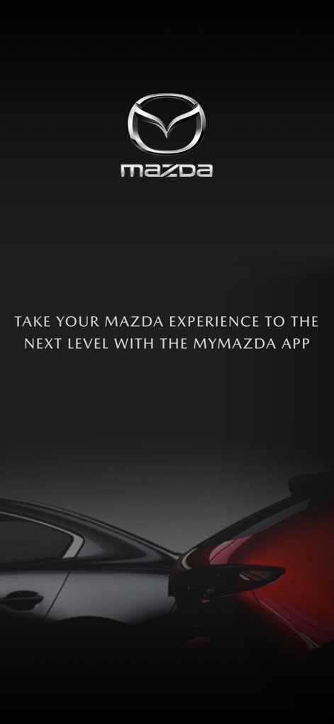 MyMazda - This splash screen prominently features the Mazda logo and an engaging tagline, inviting users to explore the app's advanced features.