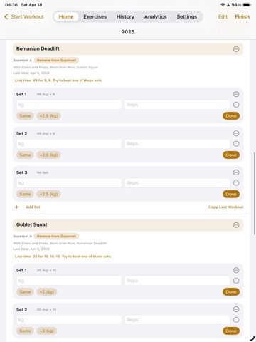 Lift Banana: Workout Tracker iPad screenshot