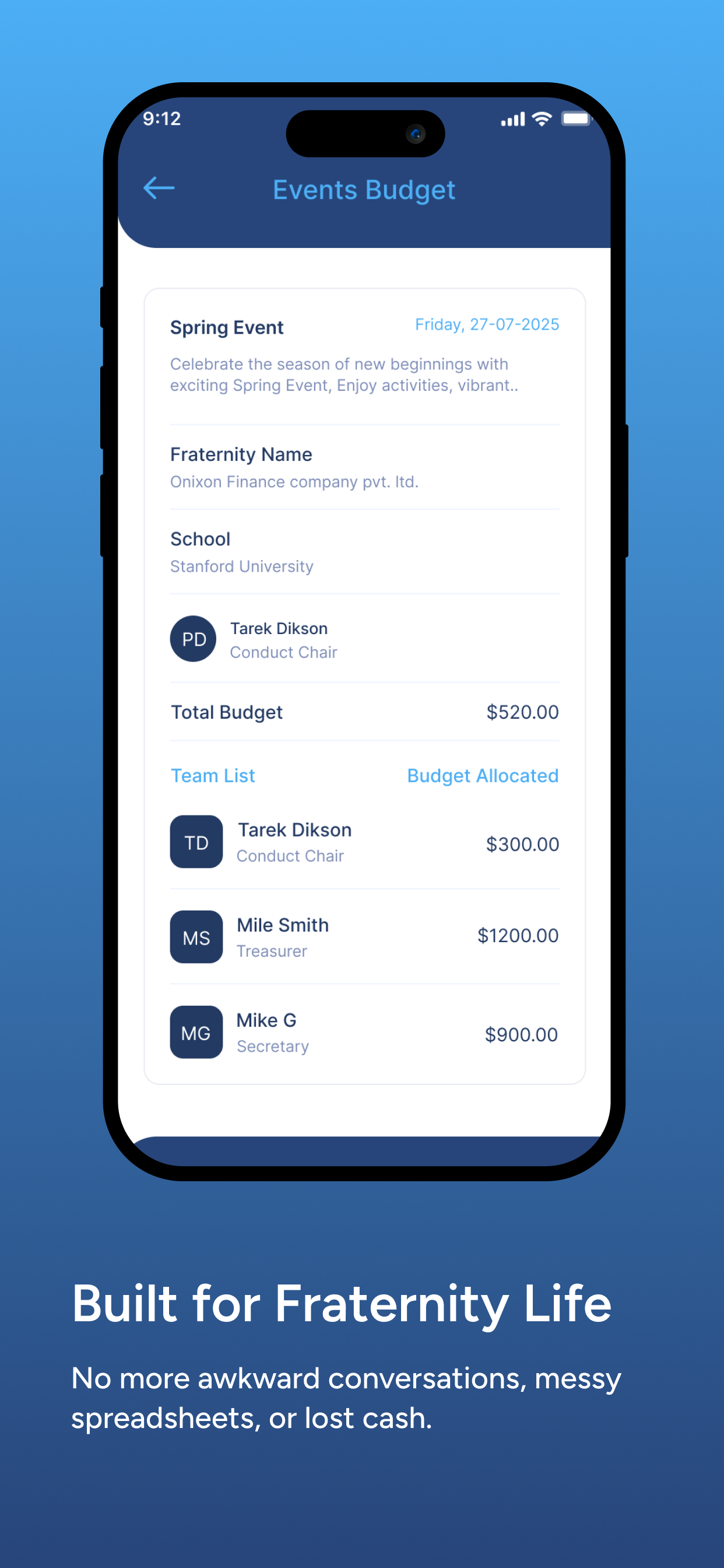 FratFunds screenshot 2