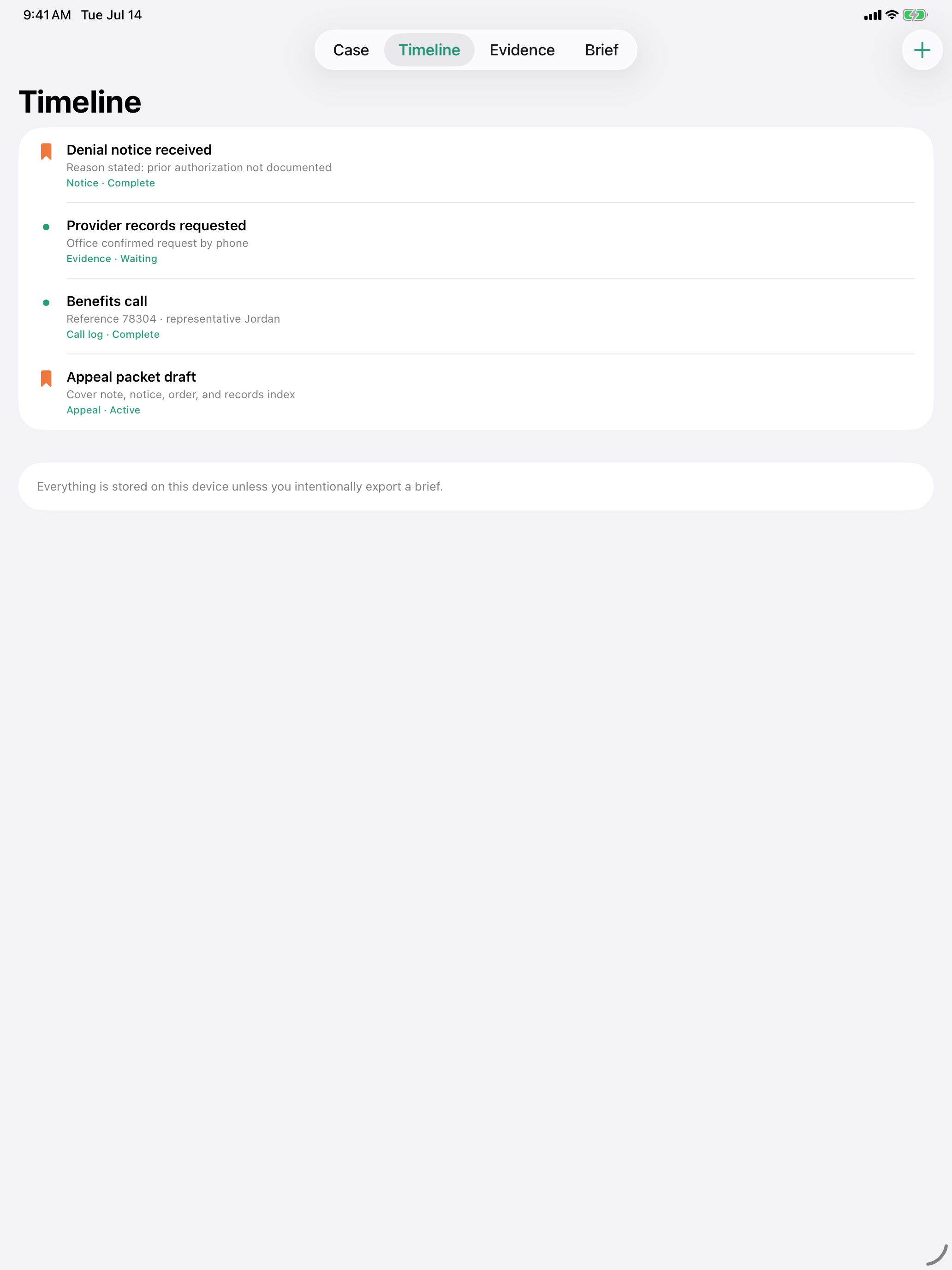 Appealrail: Claim Organizer iPad screenshot 2 of 3