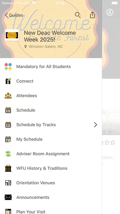 WFU Orientation Programs Screenshot