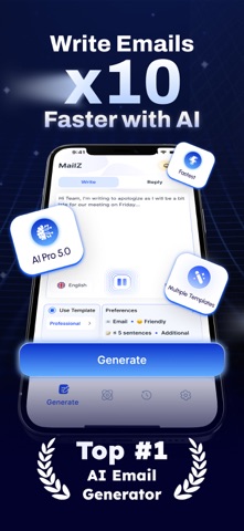 MailZ: AI Email Generator iPhone screenshot