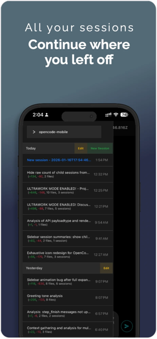 OpenCode Mobile App Screenshot 4 of 5