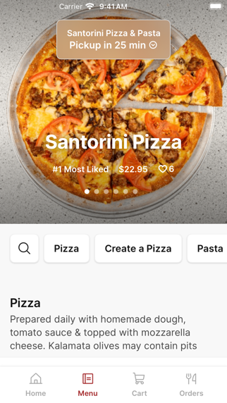 Santorini Pizza & Pasta iPhone screenshot 2 - Food & Drink app
