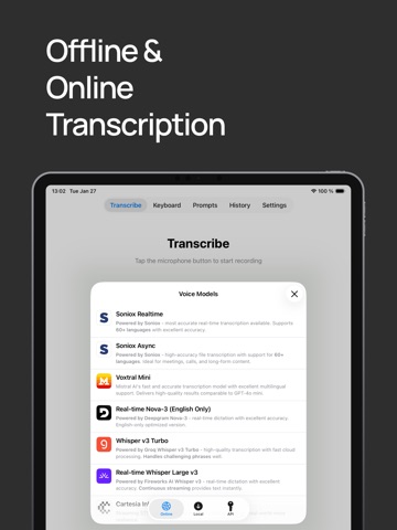 Spokenly: Audio to Text AI app iPad screenshot