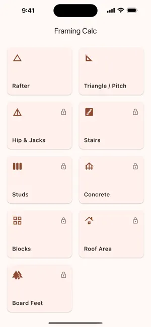 Framing Calc: Rafter & Stairs screenshot 1