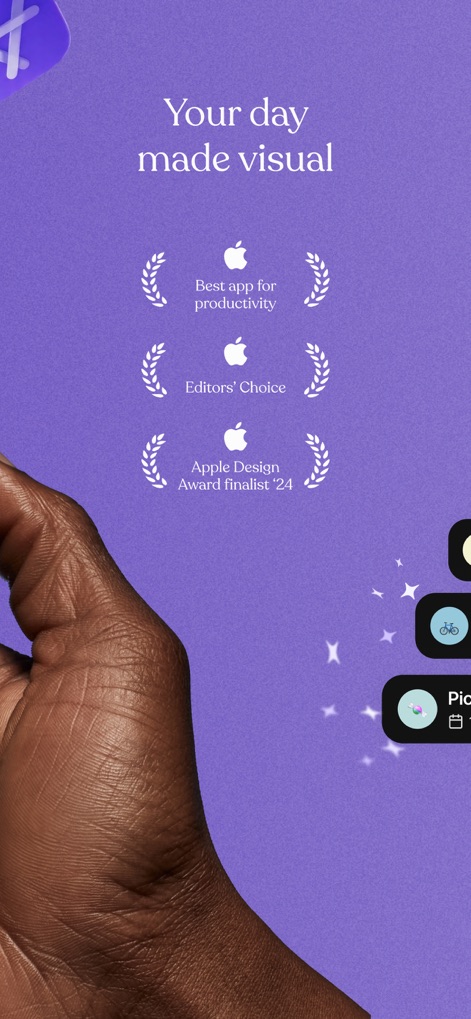 Tiimo: To-Do List & AI Planner - This tool transforms daily planning into an intuitive visual experience, clearly displaying tasks and recognized with prestigious awards like Apple Design Award finalist '24.
