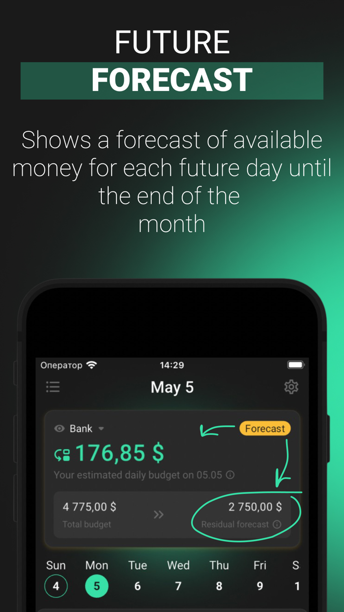Monety Daily budget planner