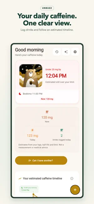 Unbuzz: Caffeine Tracker screenshot 1