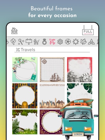 Square fit multi photo frames iPad screenshot