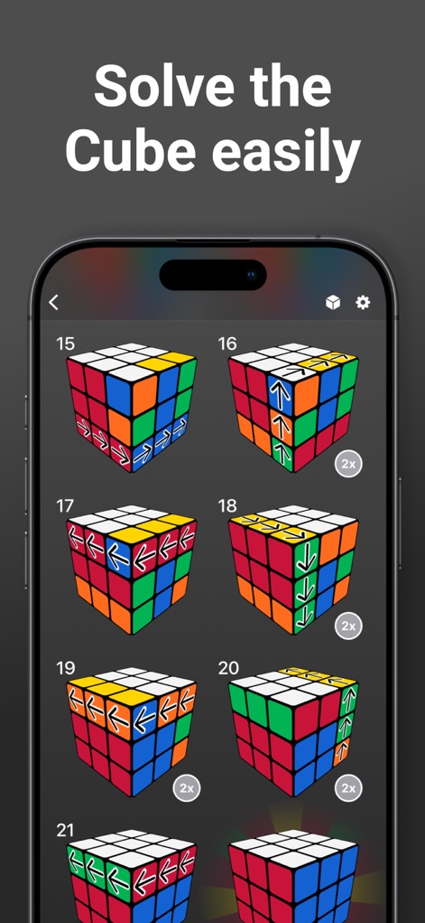 Rubix Cube Solver - This tool provides clear, numbered steps with interactive 3D cube diagrams, guiding users through each precise movement to solve their puzzle.
