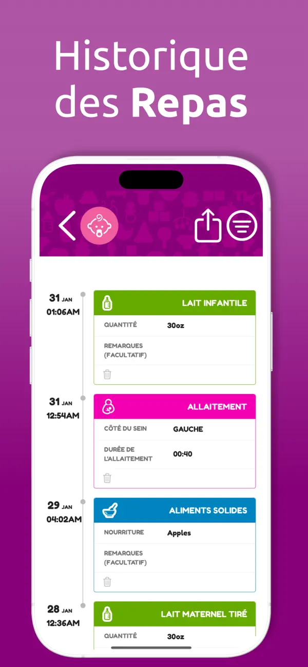 Screenshot #2 pour Suivi Allaitement Bébé