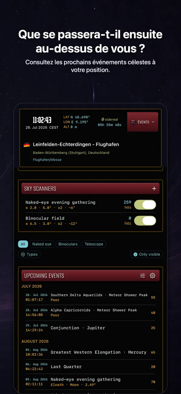 Screenshot #3 pour Apphemeride Astronomie