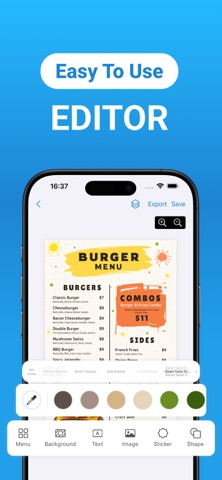 Create Menus Easily iPhone screenshot