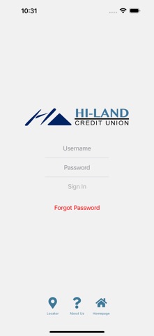 Hi-Land CU Mobile Banking app screenshot