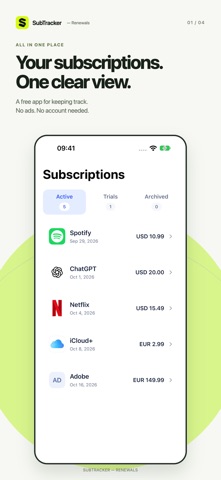 SubTracker — Renewals screenshot 1