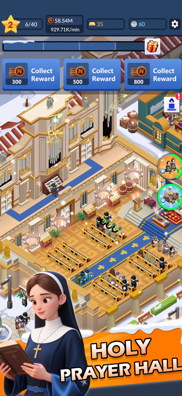 Idle Nuns Tycoon iOS Mod IPA screenshot 1 - iOS game interface