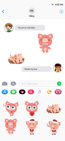 Animated Pink Pig Stickers iPhone screenshot
