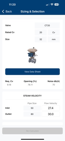 TLV Valve Calculator screenshot