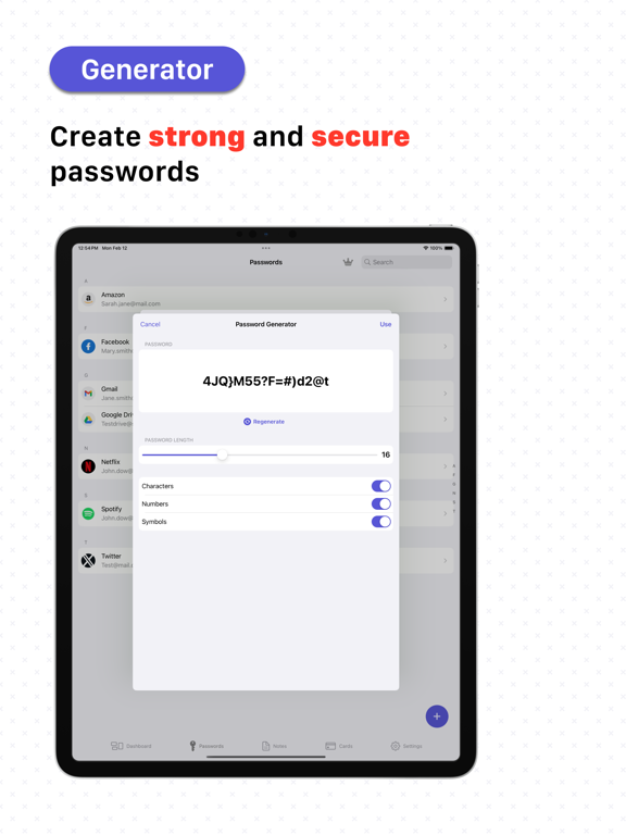 Risk Free Password Manager iPad screenshot 5 - Productivity app