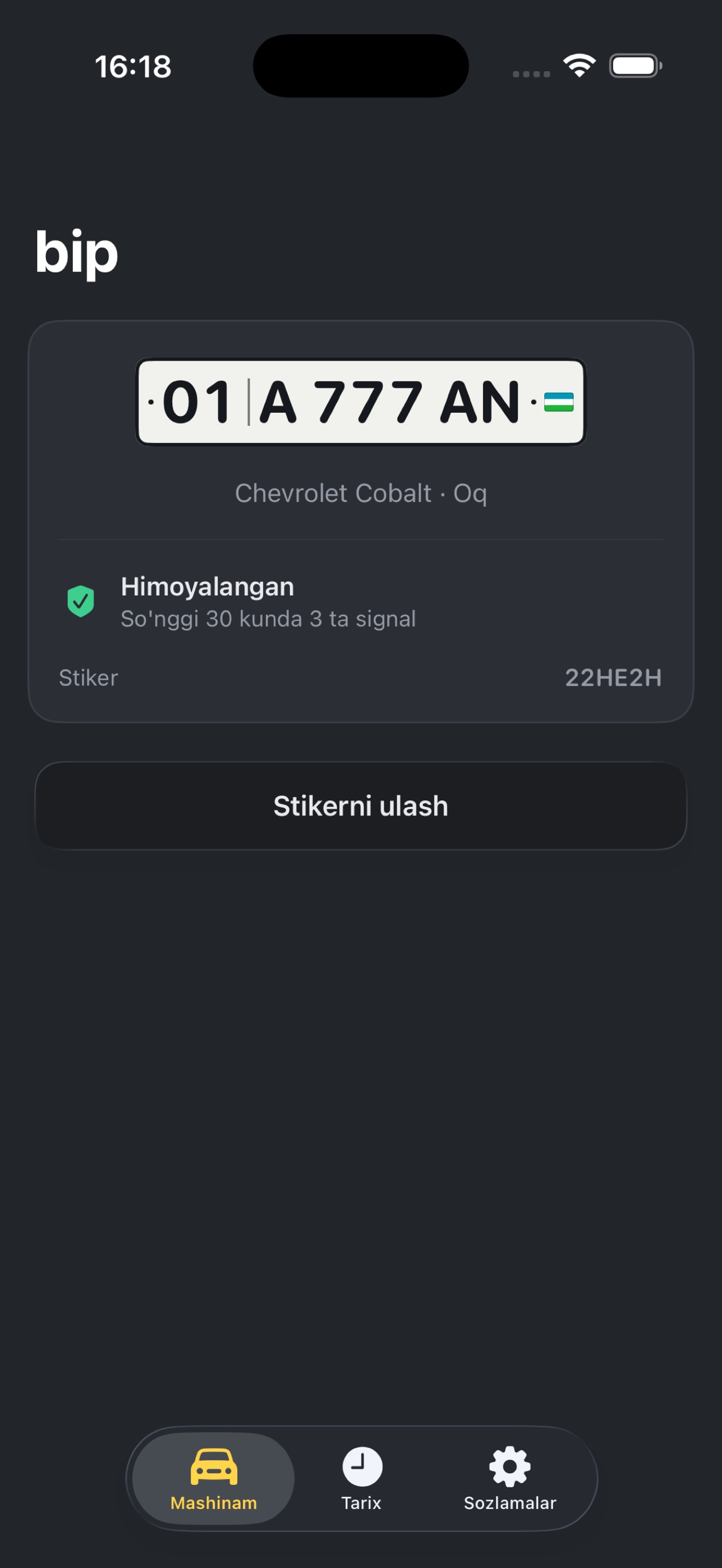 Screenshot 1 of bip — mashina egasiga xabar