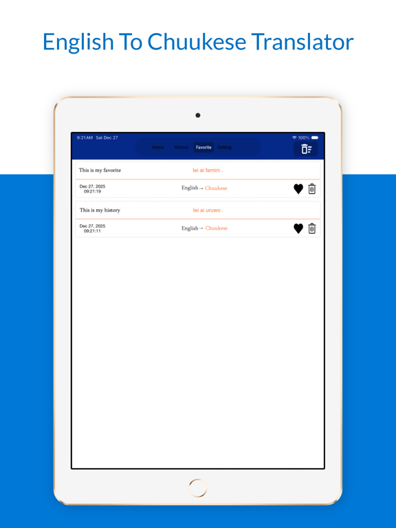 English To Chuukese Translator iPad screenshot