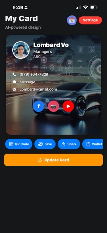 AI Business Card iPhone screenshot