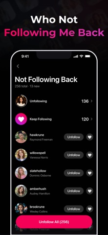 Followers+ Unfollowers Tracker iPhone screenshot 2