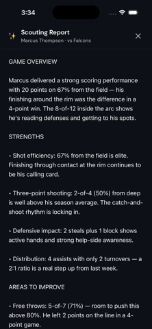 StatSheet Hoops iPhone screenshot