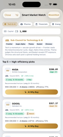 BloomVest: AI Stock Portfolio iPhone screenshot