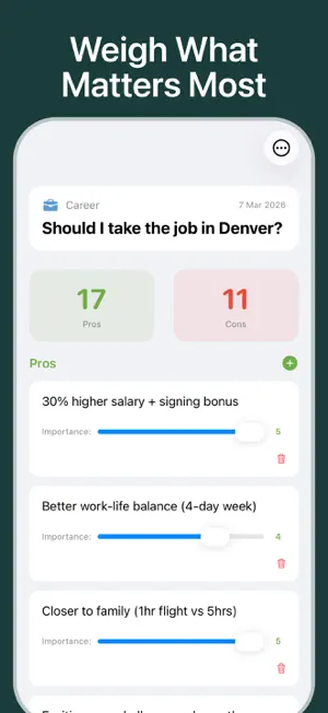 Decision Journal - Pros & Cons screenshot 2