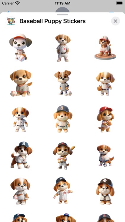Baseball Puppy Stickers