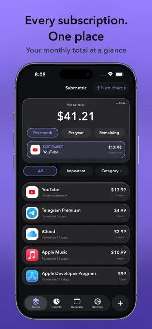 Submetric: Subscriptions screenshot 1