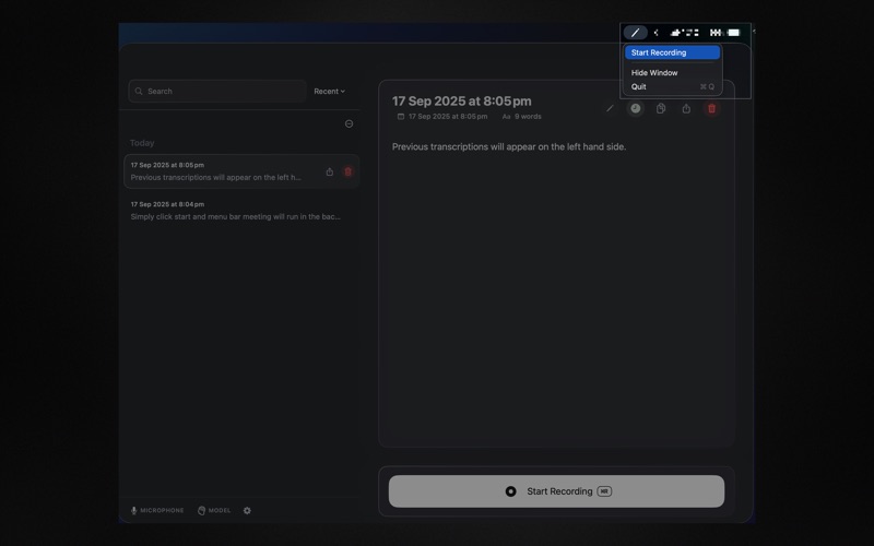 Menubar Meeting Transcriber screenshot
