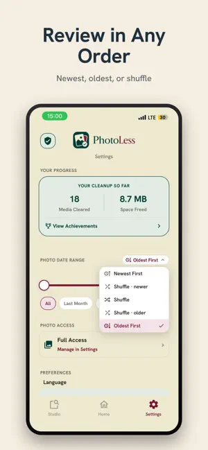 PhotoLess: Swipe Clean Photos screenshot 2