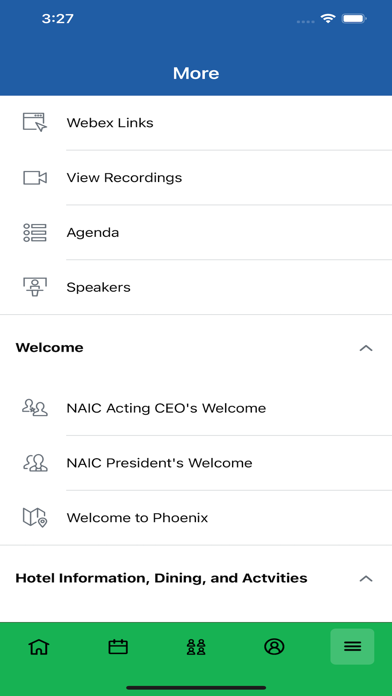 NAIC Events Screenshot