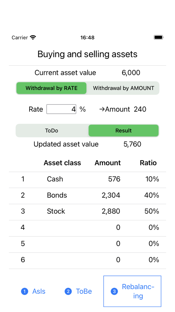 Rebalancing at withdrawal