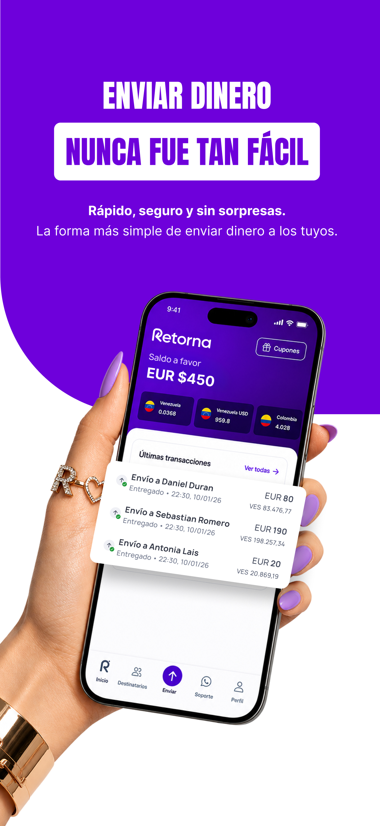 Retorna: envía dinero seguro