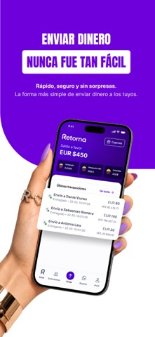 Retorna: envía dinero seguro app screenshot